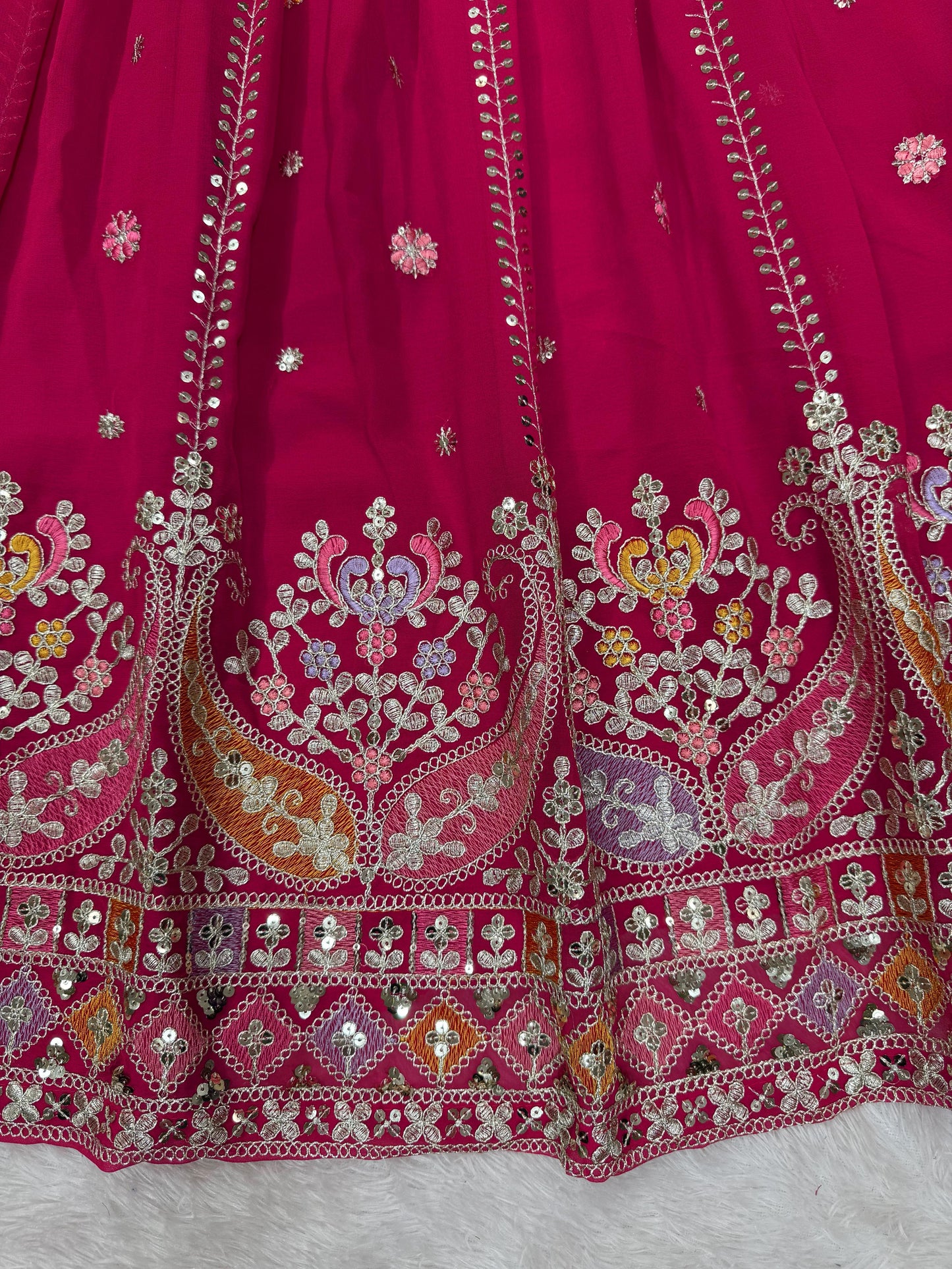 Pink Color Beautiful Partywear Lehenga Choli in Georgette Fabric