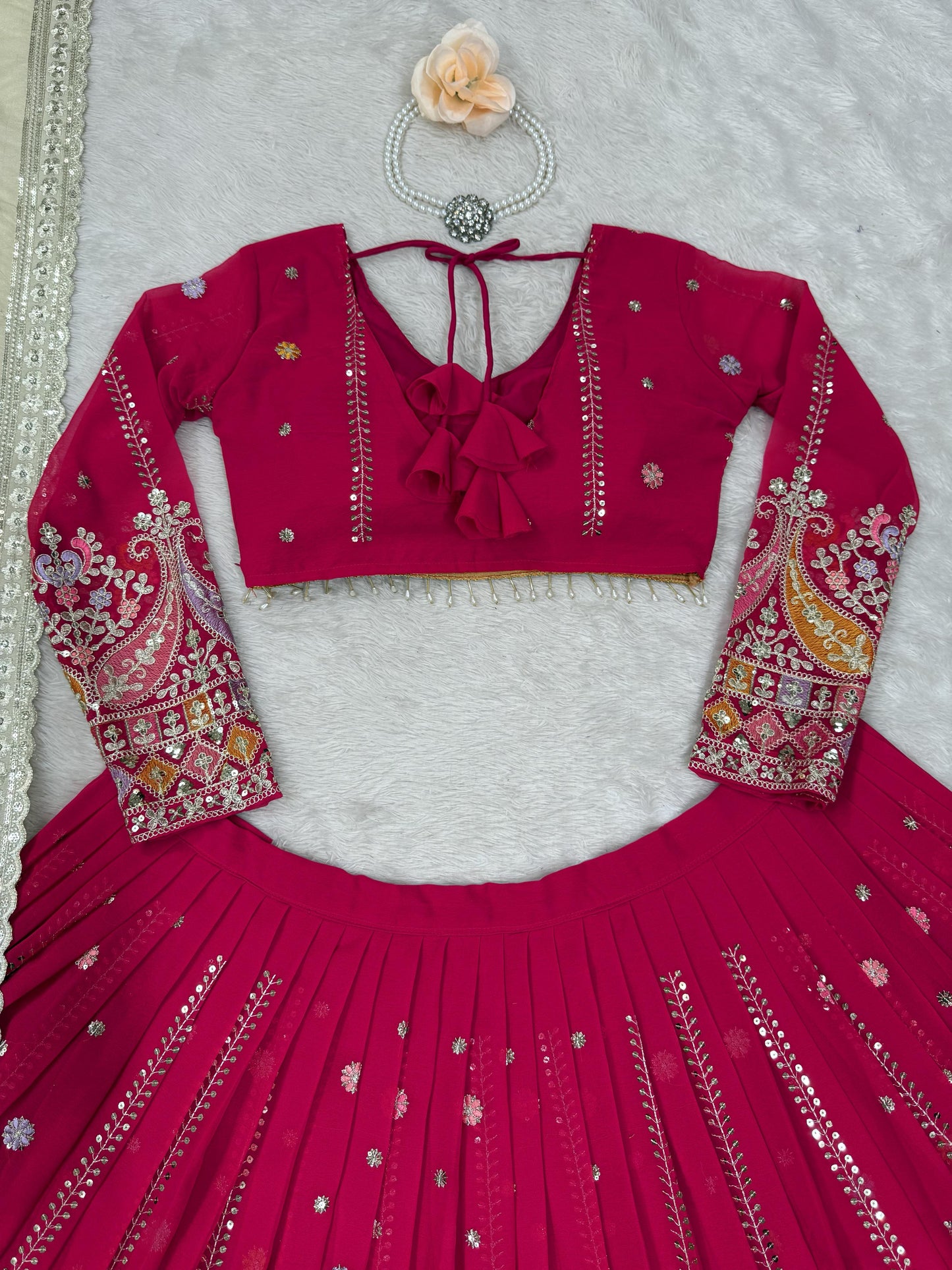 Pink Color Beautiful Partywear Lehenga Choli in Georgette Fabric