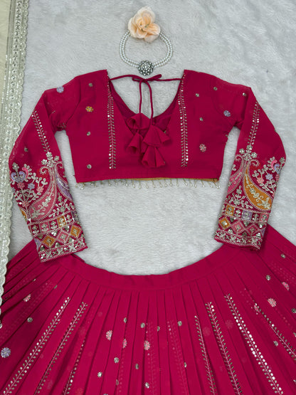 Pink Color Beautiful Partywear Lehenga Choli in Georgette Fabric