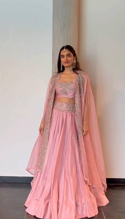 Pink Color Beautiful Lehenga Choli for partywear function