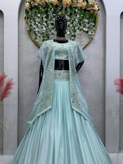Sky BLue Color Beautiful Lehenga Choli for partywear function