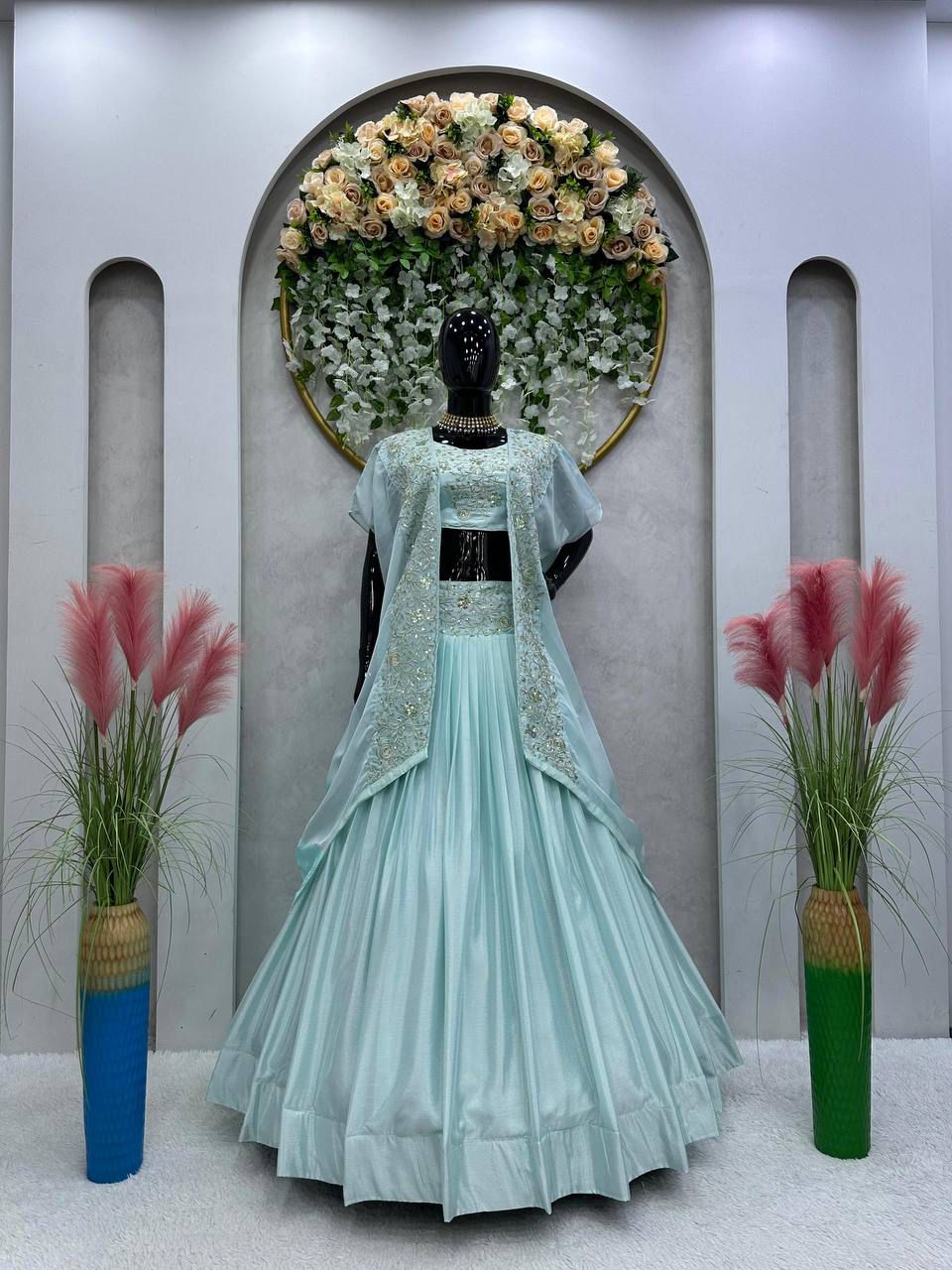 Sky BLue Color Beautiful Lehenga Choli for partywear function