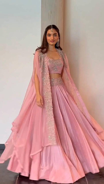 Pink Color Beautiful Lehenga Choli for partywear function