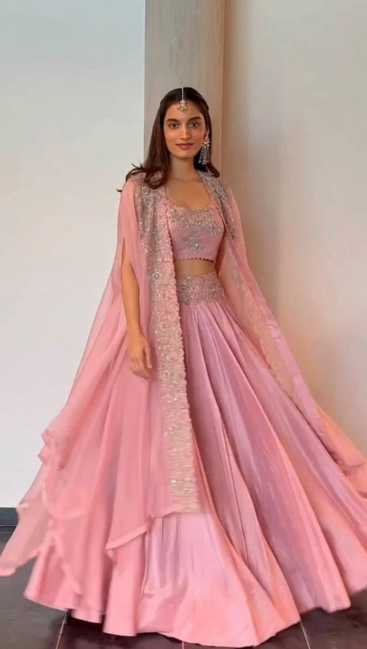 Pink Color Beautiful Lehenga Choli for partywear function