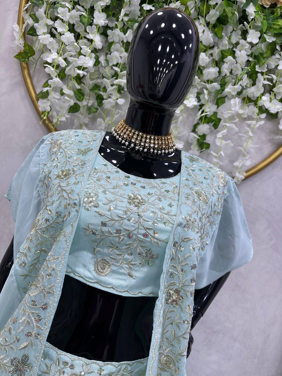 Sky BLue Color Beautiful Lehenga Choli for partywear function