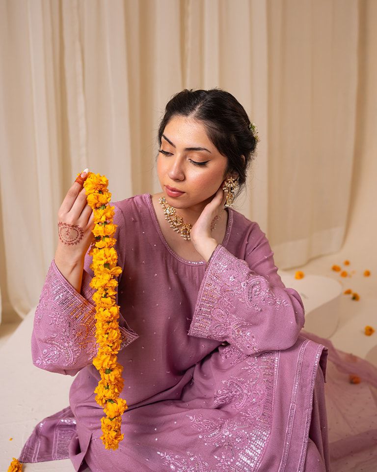 Embroidery Work Suit In Georgette With Kurti, Plazzo  And Dupatta
