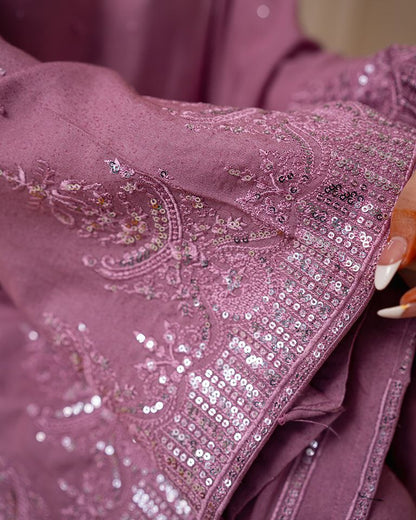 Embroidery Work Suit In Georgette With Kurti, Plazzo  And Dupatta