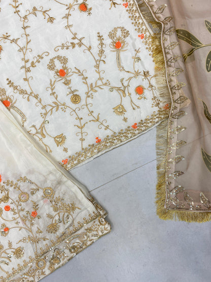 Designer Heavy Chinon With Sequence Embroidery Work Suit With Plazzo And Dupatta