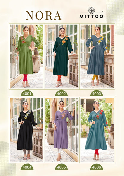 mittoo nora 4001 to 4006 series kurti set to set only