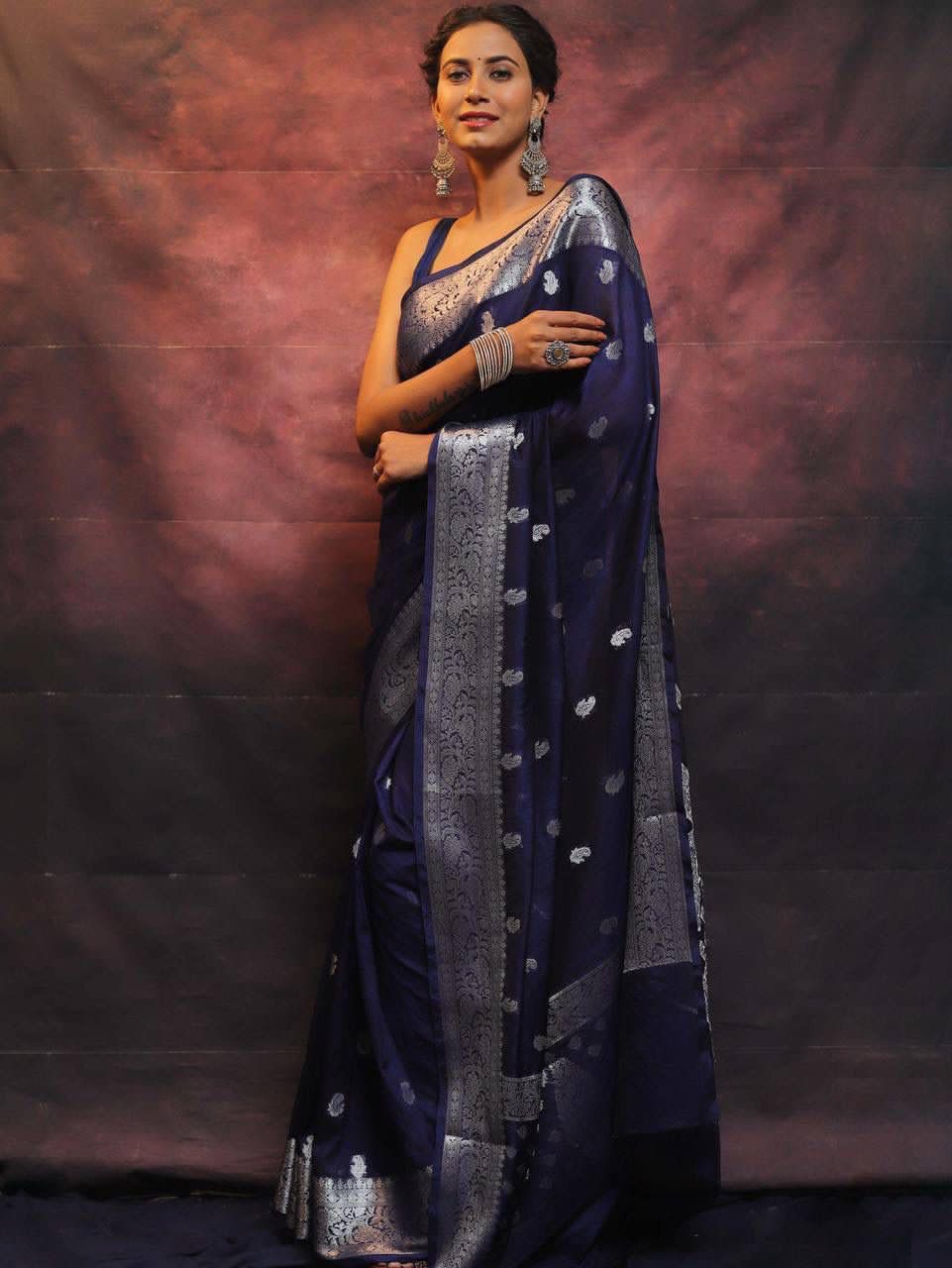 blue Colour Beautiful silk Wear Saree