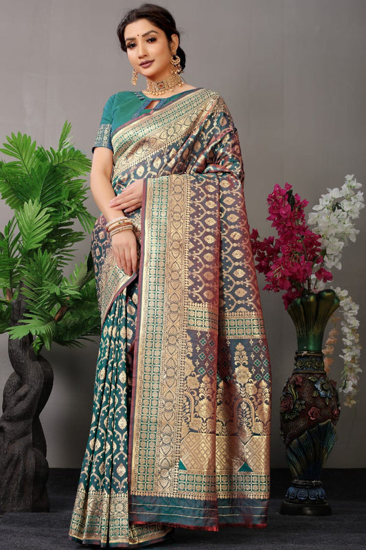 Morpitch Color Beautiful Kanchipuram Pure Silk Saree