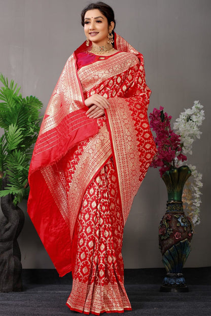 Red Color Beautiful Kanchipuram Pure Silk Saree