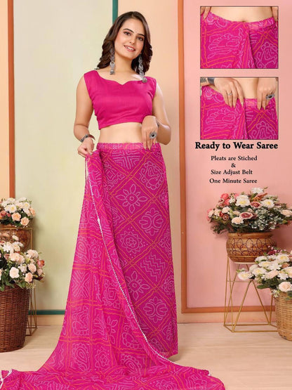 Ready to Wear Saree IN Georgette Fabric in Color Rani