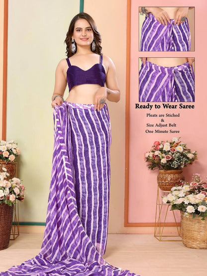 Ready to Wear Saree IN Georgette Fabric in Color Purple