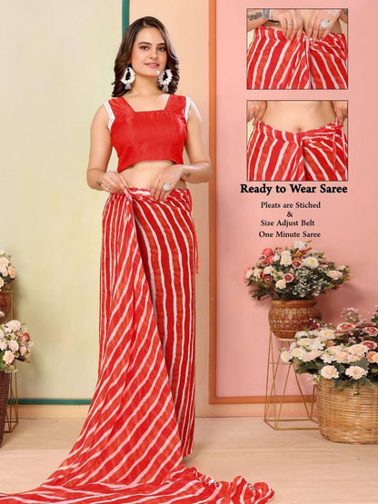 Ready to Wear Saree IN Georgette Fabric in Color light Red