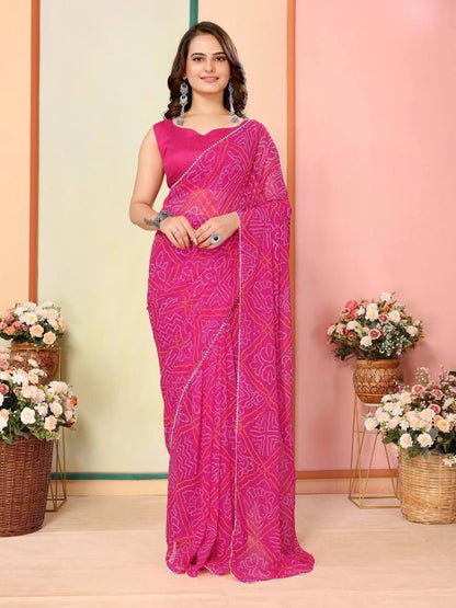 Ready to Wear Saree IN Georgette Fabric in Color Rani