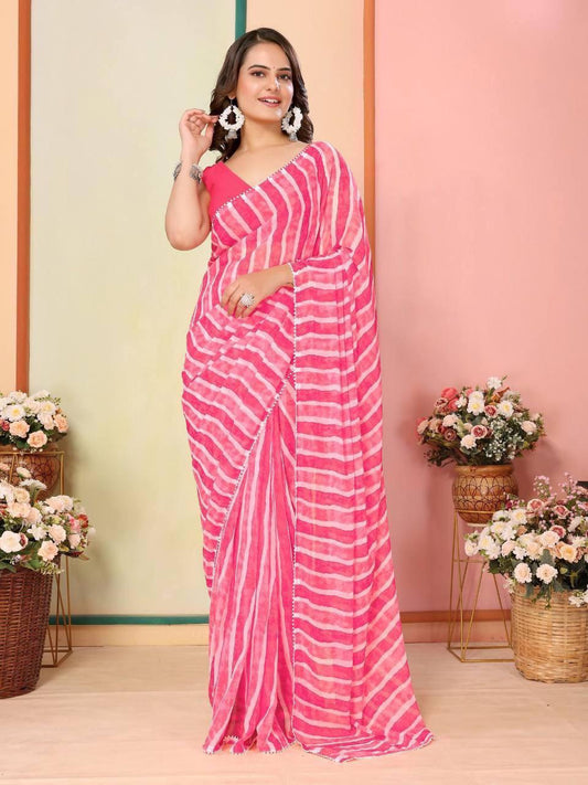 Ready to Wear Saree IN Georgette Fabric in Pink color