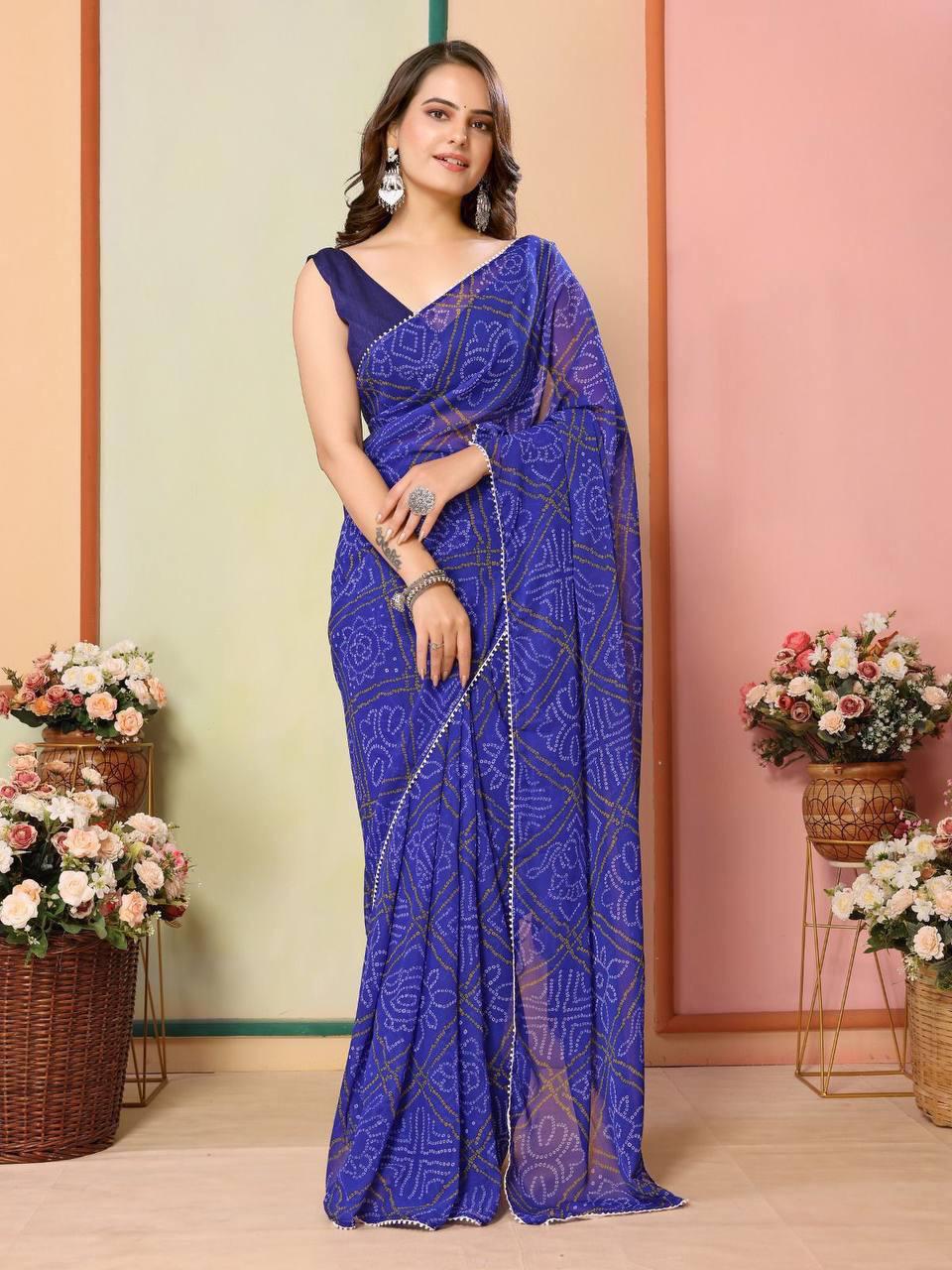 Ready to Wear Saree IN Georgette Fabric in Color Blue