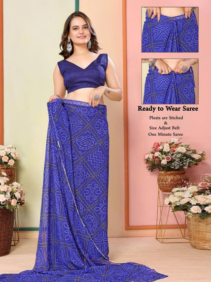 Ready to Wear Saree IN Georgette Fabric in Color Blue