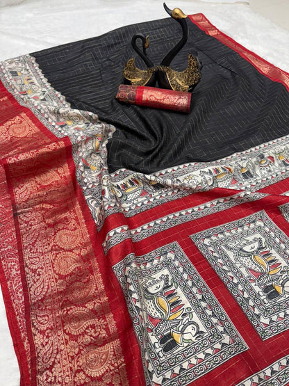 Dola Silk Saree In Black Color For Daily Wear Use