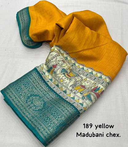 Dola Silk Saree In yellow Color For Daily Wear Use