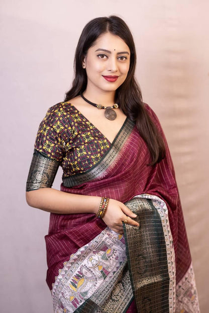 Dola Silk Saree In Maroon Color For Daily Wear Use