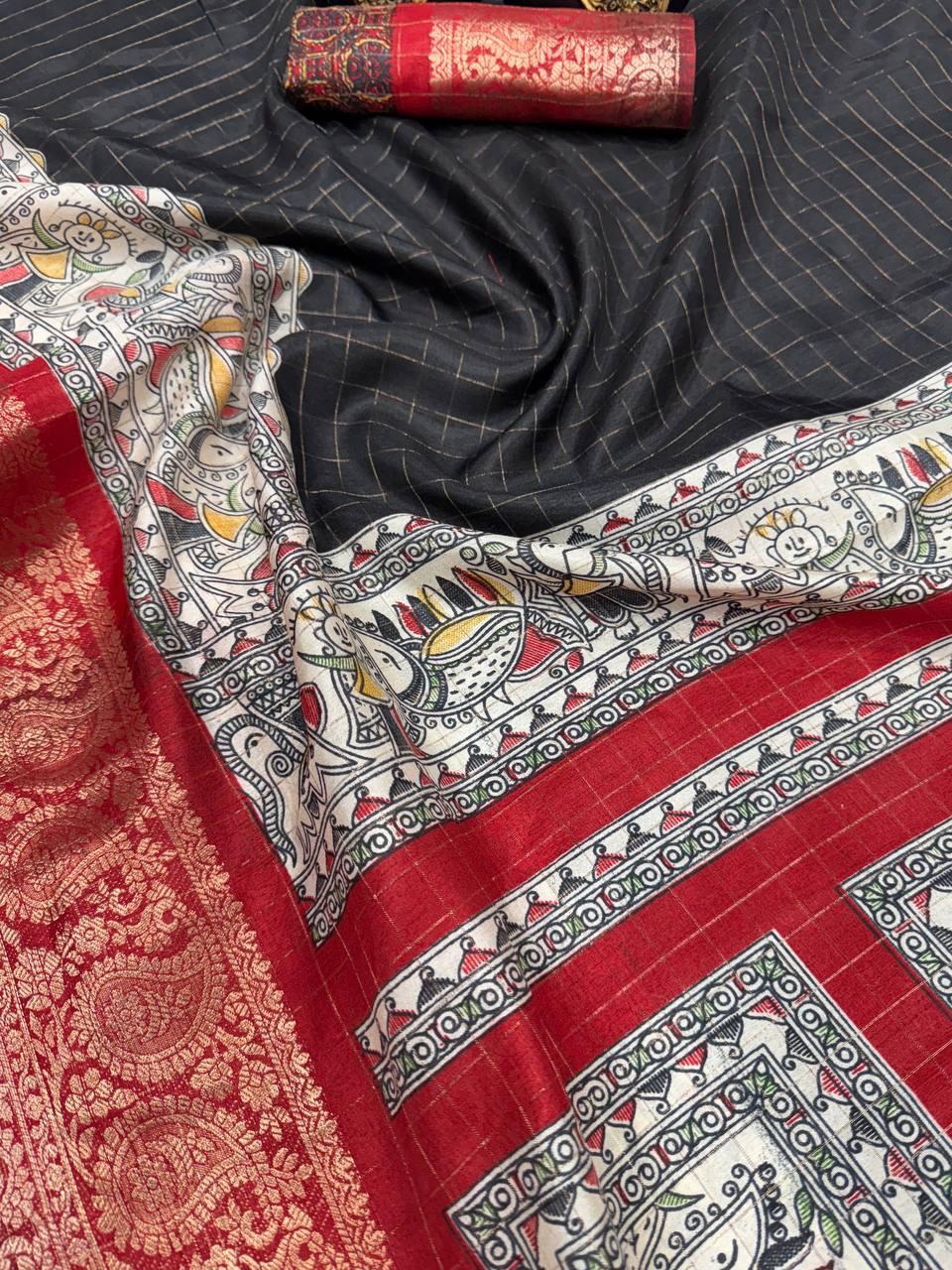 Dola Silk Saree In Black Color For Daily Wear Use