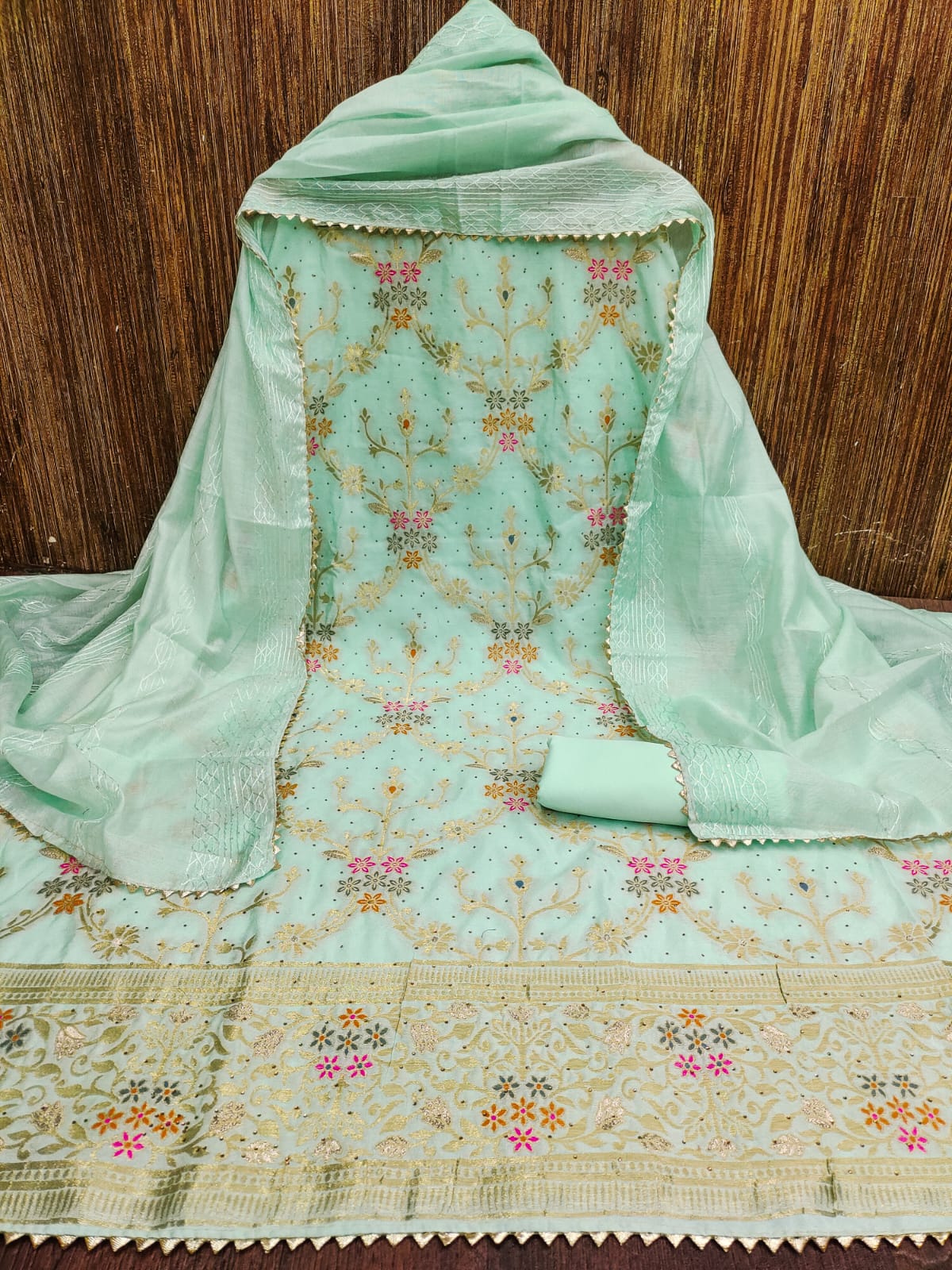 Sky Blue Color Daily Wear Chanderi fabric Suit