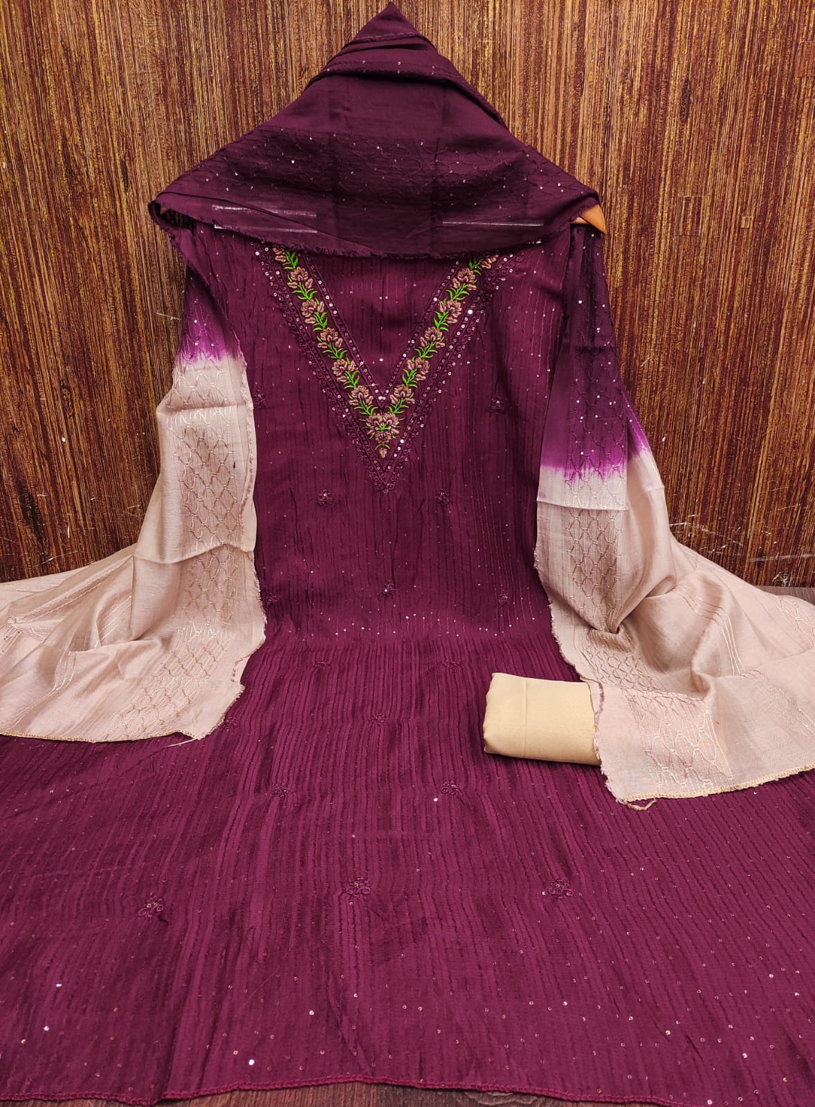 Chanderi cotton suit for daily wear use in summer color maroon