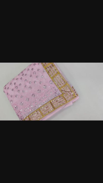 Pink Shaded Color Beautiful Georgette Fabric Saree Buy It now.