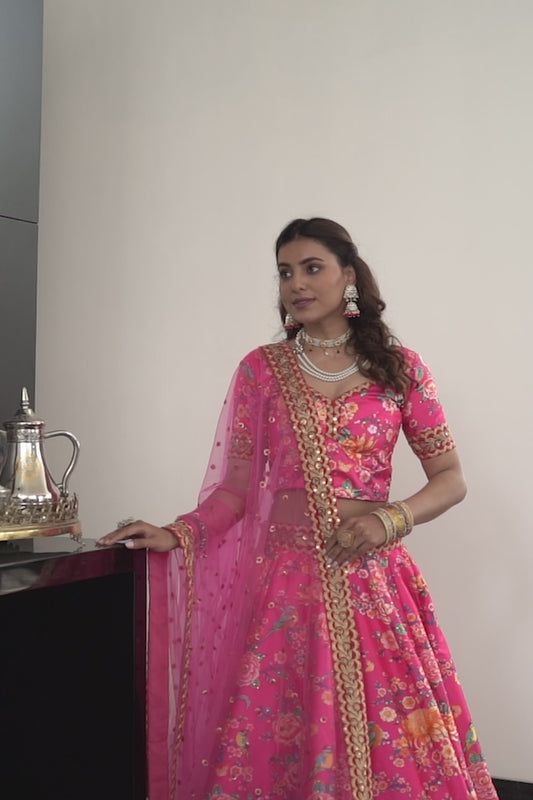 Modern Floral Lehenga Choli For Wedding Function in Pink color video