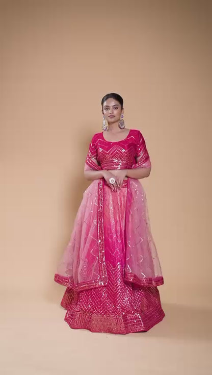 Beautiful Lehenga Choli For wedding Function in Chinon Fabric