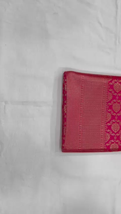 Pink Color Beautiful Partywear Bananasi Silk Saree