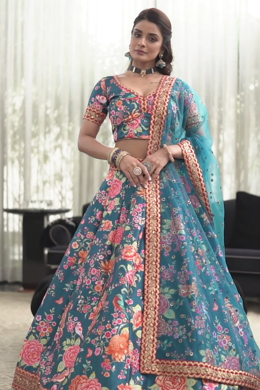 Beautiful flower print wedding wear lehenga choli video