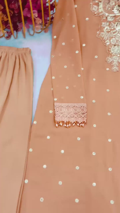 Party Wear Look Heavy Faux Georgette Top Bottom & Dupatta Set