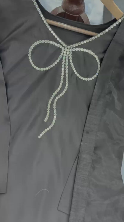 Đěsigner Party Wear Look Pur Natural Crepe Top & Palazzo With Dupatta Set