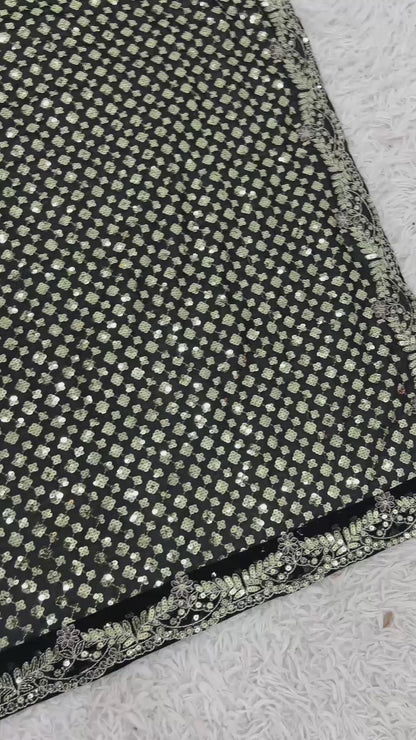 Black Color Beautiful Plazo Dress in Georgette Fabric