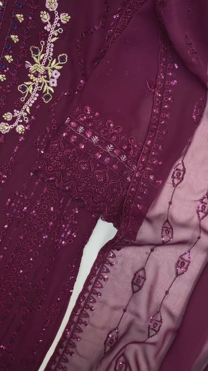 Purple Color Beautiful Partywear Dress in georgette fabric