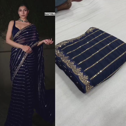 Bollywood Blockbuster Sequins Design Launching in navy blue color