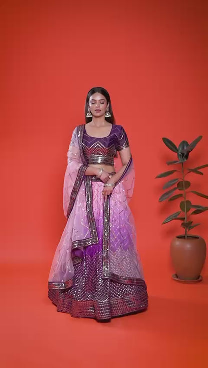 Beautiful Lehenga Choli For wedding Function in Chinon Fabric