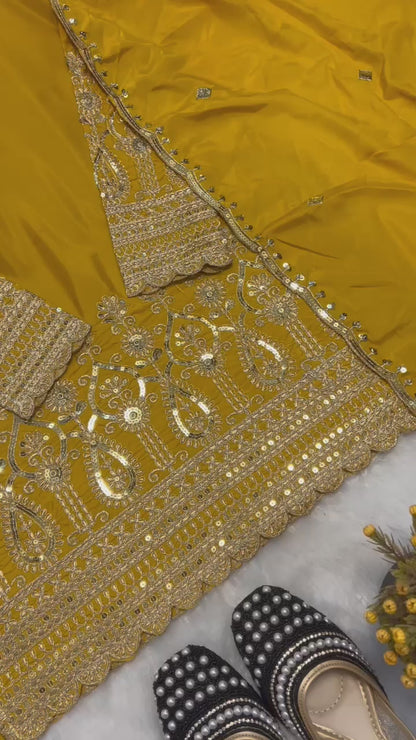 Yellow Color Beautiful Partywear Dress for haldi