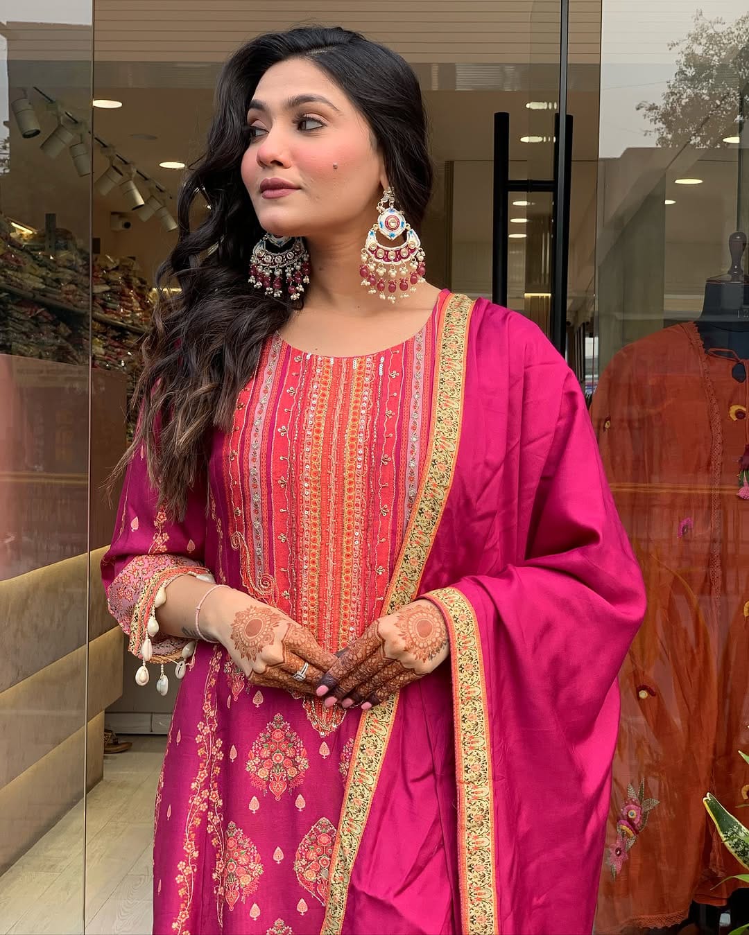 Pink Color New Pakistani Reshmi Suit Set