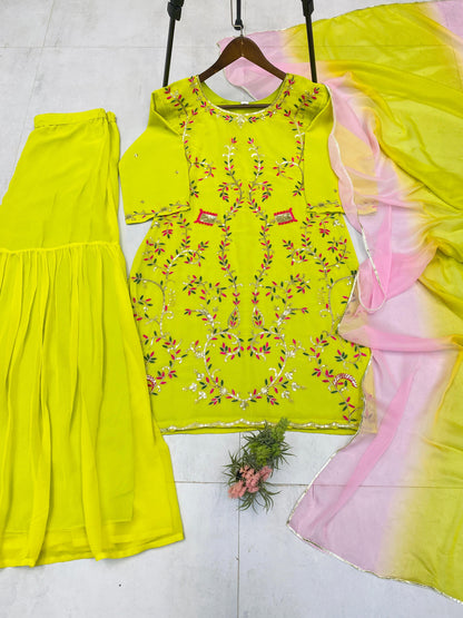 Sharara Dress in Georgette Fabric For haldi function