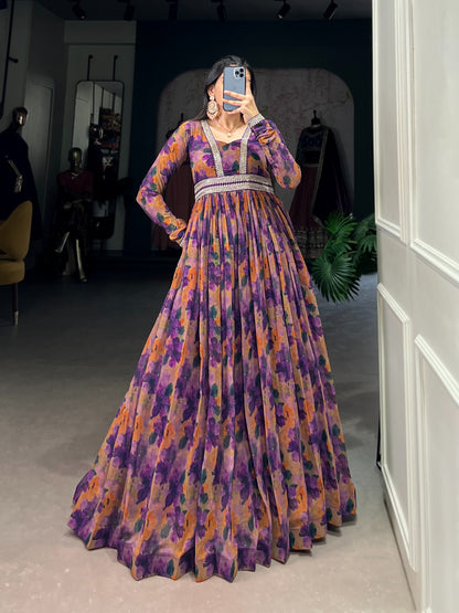 Floral Finesse With A Georgette fabric gown
