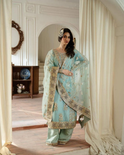 Sky BLue Color Beautiful Partywear Dress in Georgette fabric