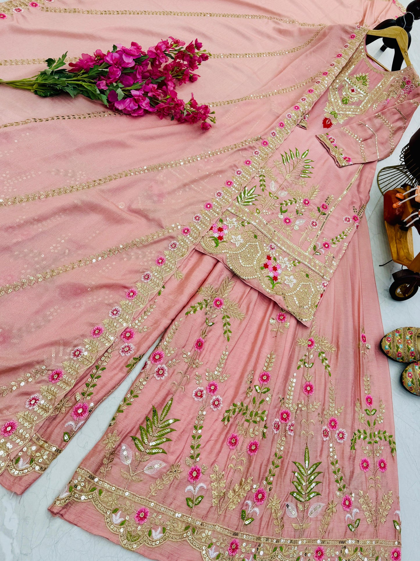 designer party sharara suit & dupatta set in yellow color