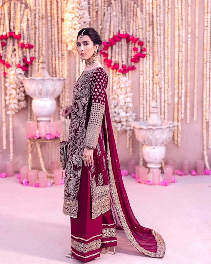 party wear look top-plazzo and dupatta with heavy embroidery work