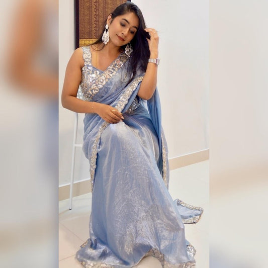 Partywear Saree in FAndy Silk Fabric