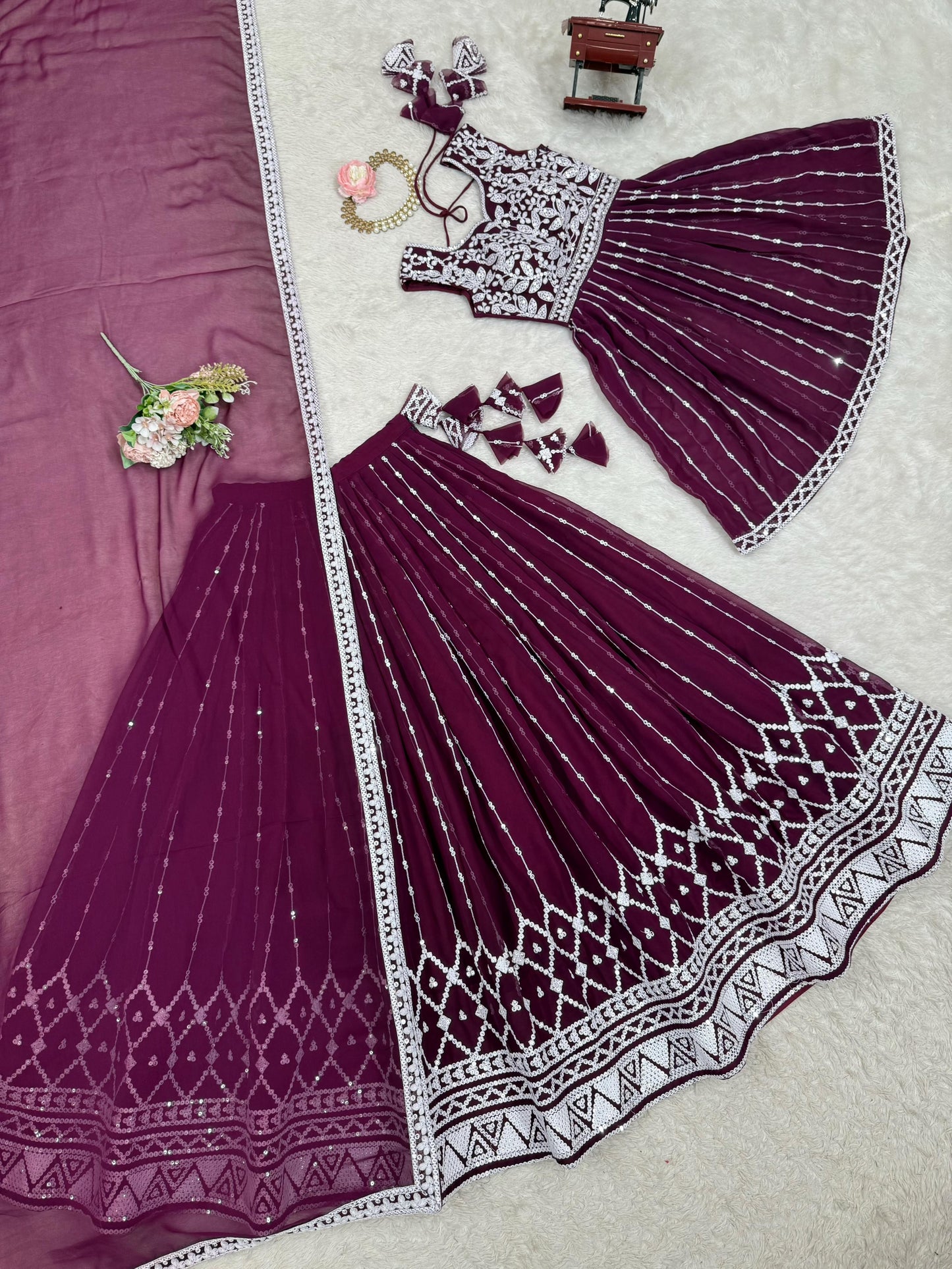 Purple Color Beautiful Partywear Dress in Georgette Fabric