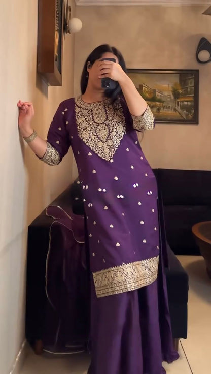 purple colour beatiful partywear dress in georgette fabric